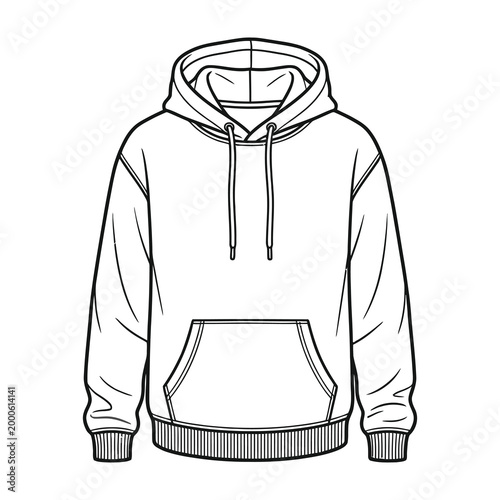 Hoodie sweatshirt with drawstring and kangaroo pocket, casual fashion clothing