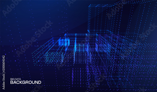 Technology cube abstract for background data 3d and science graphic research. Scientific dot digital for geometry visualization presentation and system chemical object. Technology design business.