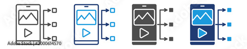 content distribution icon set multiple style
