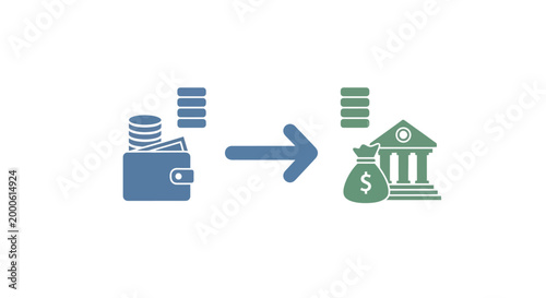 Fotografia Money Transfer from Wallet to Bank.