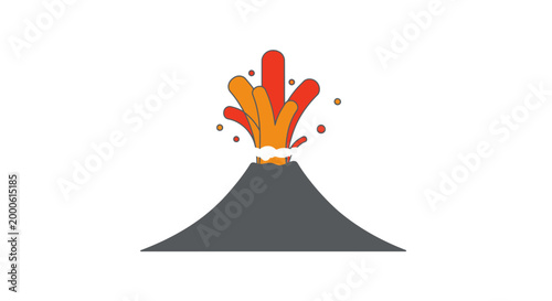 Volcano Eruption with Orange Lava Flow.