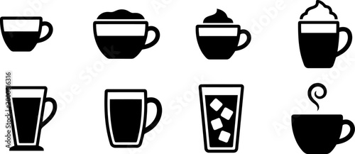 Coffee Types Espresso Cappuccino Latte Mocha Icons