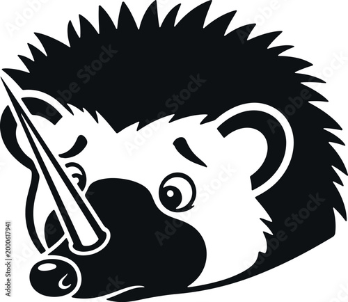 Stylized hedgehog face vector graphic isolated on transparent background nature animal icon.