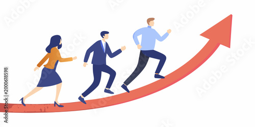 team running up growth arrow illustration high quality