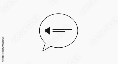 Принти на полотні Mute speaker icon in chat bubble.