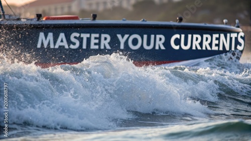 Powerful Undertow Churning Beneath Boat With Bold Text