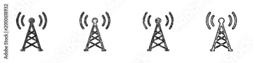 Sketch telecom tower icon design set