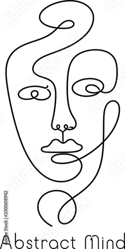 abstract line face, one line drawing portrait, minimalist face illustration, continuous line art, modern abstract design, aesthetic wall art, simple contour drawing, elegant minimal portrait, black li
