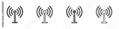 Sketch antenna icon design set