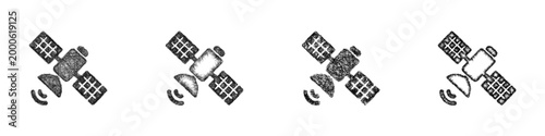 Sketch satellite icon design set