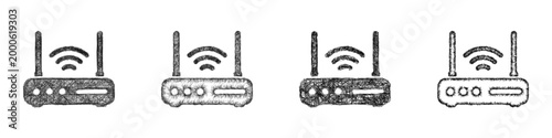 Sketch router icon design set