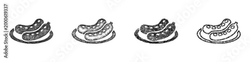 Sketch german sausage icon design set