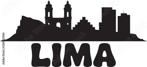 Lima skyline silhouette featuring modern architecture historical buildings and peruvian urban landscape