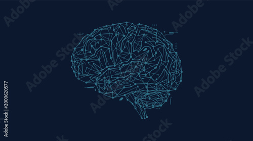 Abstract digital human brain neural network illustrating artificial intelligence and machine learning