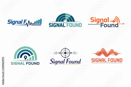 Collection of signal found logos, displaying various concepts for technology, communication, and connectivity branding