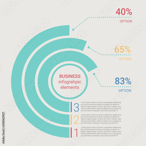 Pie chart for presentations. Business infographic elements. Colorful circular chart on white background for banners, flyers, and websites.