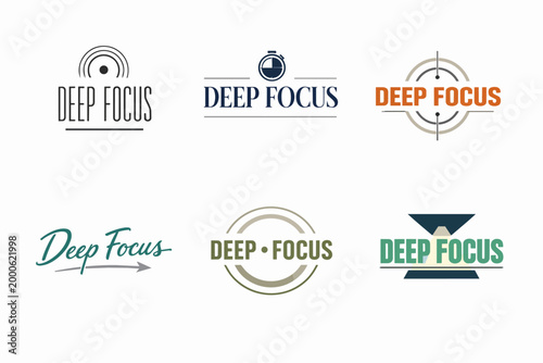 Deep focus logos collection showcasing various design options for concentration and productivity concepts