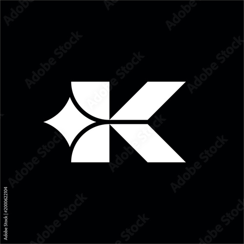 Sleek logo merging letter K with a unique, modern, and futuristic linear spark tech brand mark.