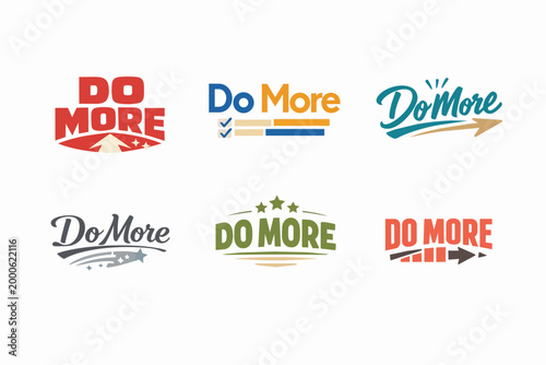 Do more text logo collection illustrating motivation, productivity, efficiency, and self-improvement concepts
