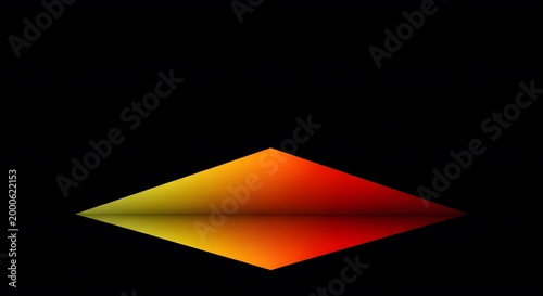 Glowing abstract triangular polygon emitting bright fiery light