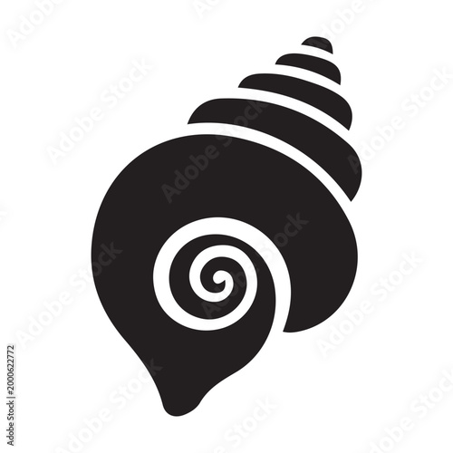 Black silhouette of a seashell with swirling patterns seashell illustration silhouette collectible abstract artistic isolated monochrome