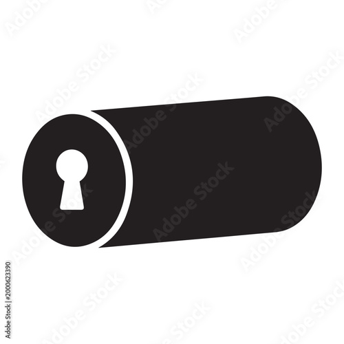 Cylinder lock icon with keyhole cylinder security hardware protection authentication concealed confidential electronic forbidden guardian