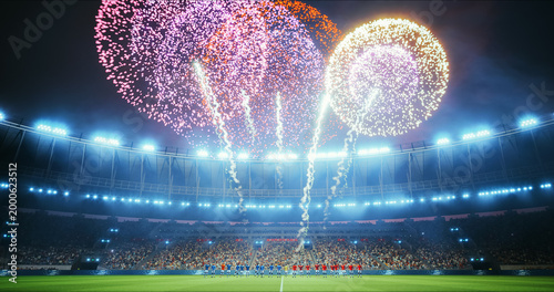 Tableau sur toile Professional Stadium With Football Game Championship Opening Ceremony