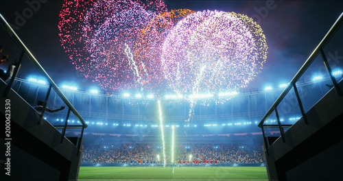 Tableau sur toile Professional Stadium With Football Game Championship Opening Ceremony