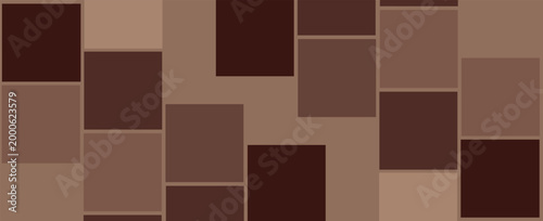 A collection of various brown squares arranged in a pattern on a surface