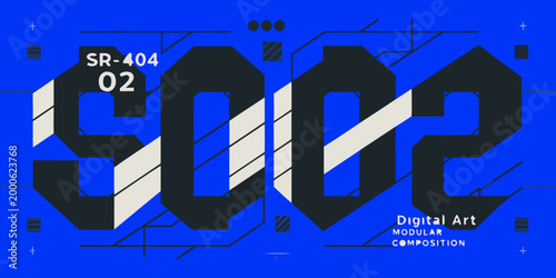 modular composition with bold numbers and geometric shapes on blue background high quality professional detailed