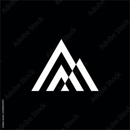 A modern logo that combines the letter M with a sleek geometric mountain path into a unique futuristic adventure identity.