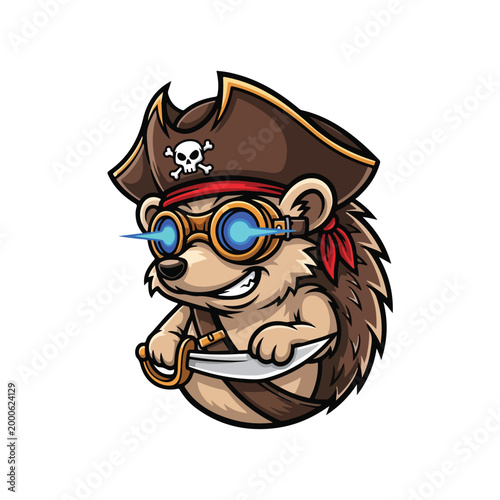 Pirate Hedgehog with Sword and Goggles