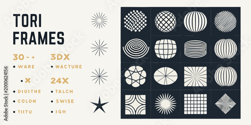 tori frames collection with geometric patterns and monochrome design high quality professional detailed modern elegant