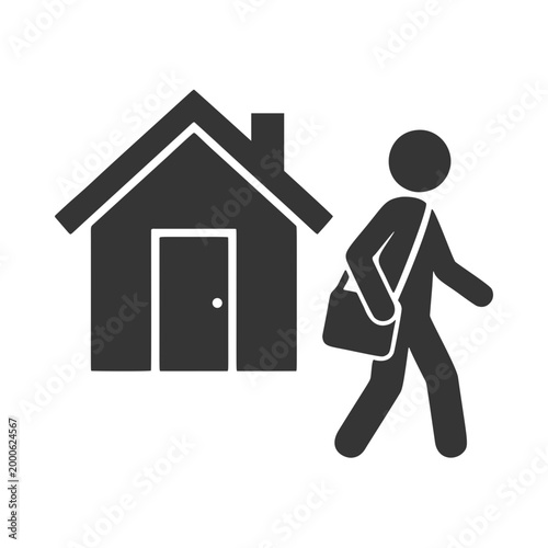 出かける人物のシルエットアイコン