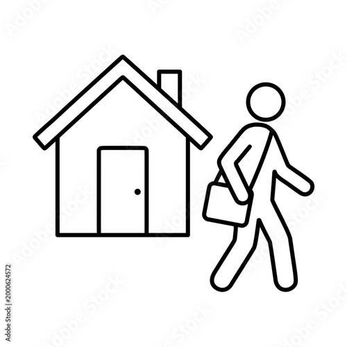 出かける人物のラインアイコン