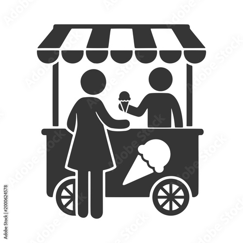 アイスクリームワゴンのシルエットアイコン