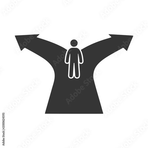 岐路に立つ人物のシルエットアイコン