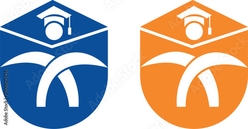 Education Shield Logo Academic Learning Student Success School Badge Icon Set