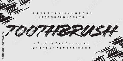 toothbrush font in rough dry brush style