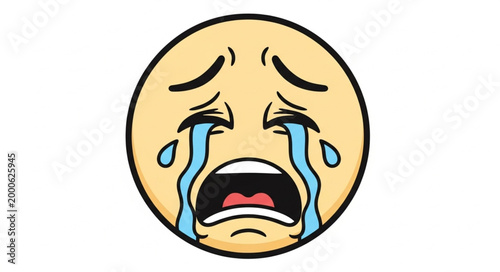 Fotografía Sad Crying Emoji Face Illustration.