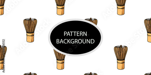 Handran popular matcha latte pattern background. Minimalist matcha leaf collection