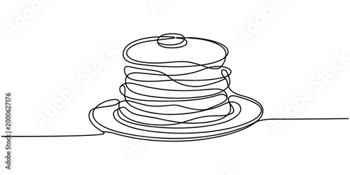 Single line of a stack of pancakes on a plate pancake stack breakfast food
