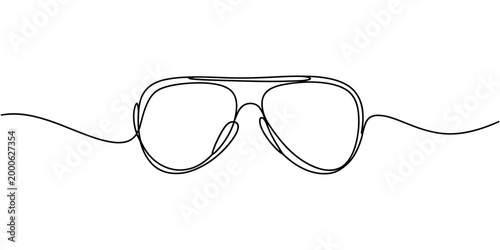 Single line of aviator sunglasses on white background eyewear accessory fashion