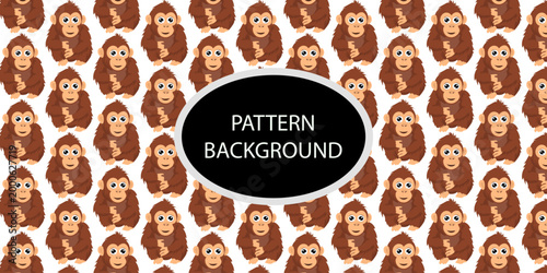 Happy monkey background with jungle monkeys in action poses. cute monkey pattern