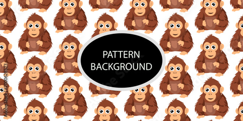 Happy monkey background with jungle monkeys in action poses. cute monkey pattern