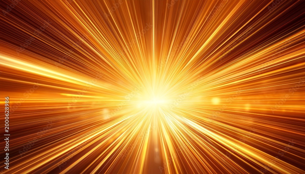 Fototapeta premium Radiant Sunburst Light Rays Glow Intensely With Vibrant Orange And Golden Hues In Dynamic Abstract Background