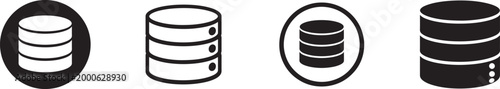 Database icon set in clean vector style isolated on white for web, app, UI, logo and template use.