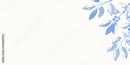minimalist branch illustration with blue leaves on white background high quality professional detailed modern elegant