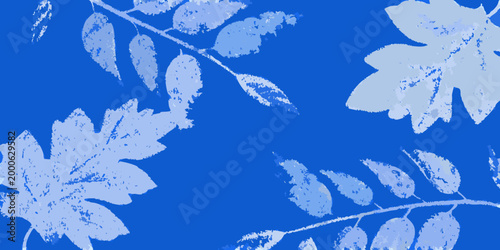 leaf silhouettes with textured details on blue background high quality professional detailed modern elegant stylish