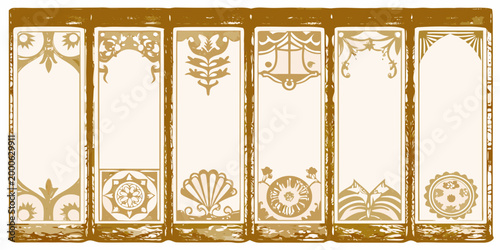 eight ornate gold frames with nature motifs on cream background high quality professional detailed modern